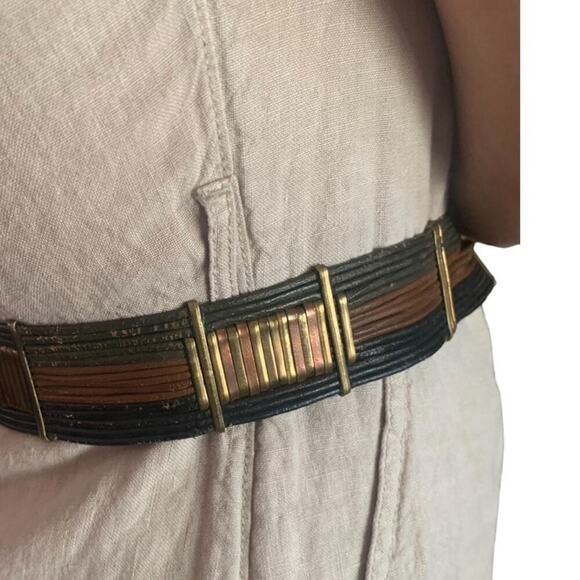 70’s Metal Leather handmade Art Deco Adjustable Statement Belt. - Picture 11 of 13